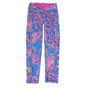 Lilly Pulitzer Luxletic Women XS Leggings Blue Multicolor Paisley Activewear